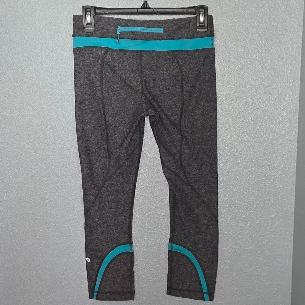 Lululemon Run: Inspire Crop II *All Luxtreme - 6 Heathered Black / Blue Tropics